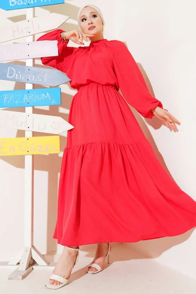 Yakası Büzgülü Etekli İkili Takım Alizarin ürün görseli 1