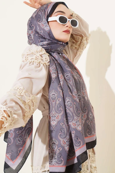 Antik Paisley Desen Şal Füme - Resim 2