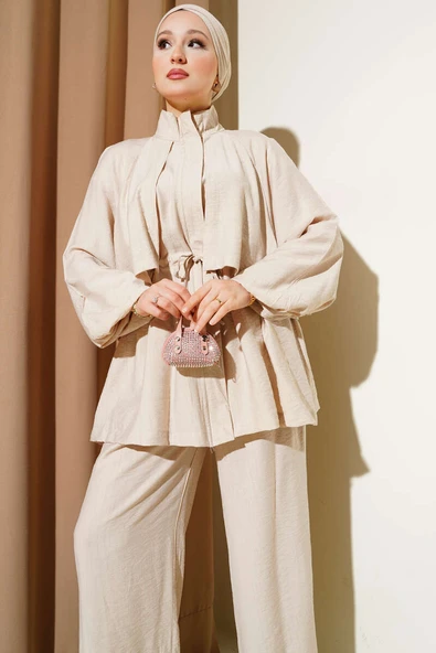 Bolero Detaylı İkili Takım Bej - Resim 2