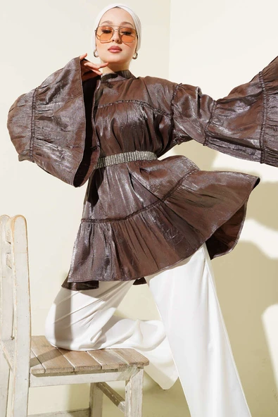 Parlak Kat Kat Tunik Kahve ürün görseli