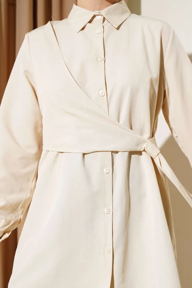 Yandan Bağlamalı Tunik Bej - Resim 4