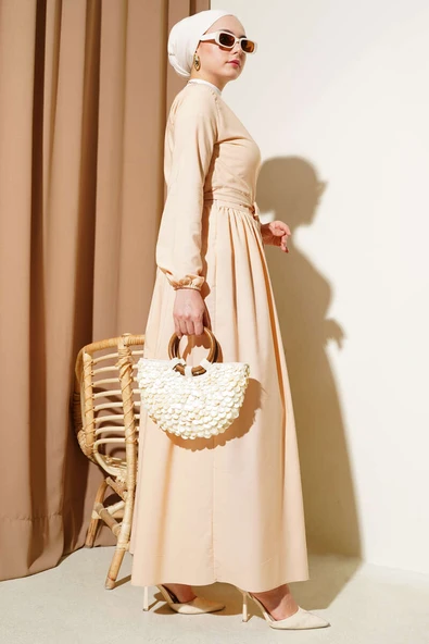 Bolerolu Etekli İkili Takım Bej - Resim 3