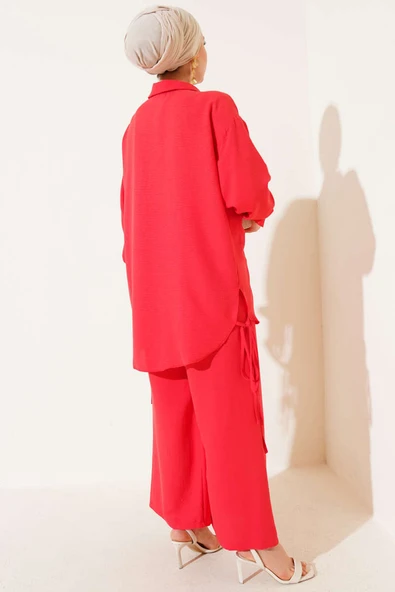 Yanları İp Detaylı İkili Takım Alizarin - Resim 3