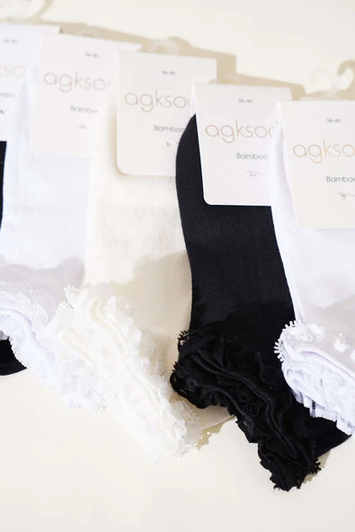 Bayan 6lı Dantelli Patik Çorap Asorti 1 - Resim 2