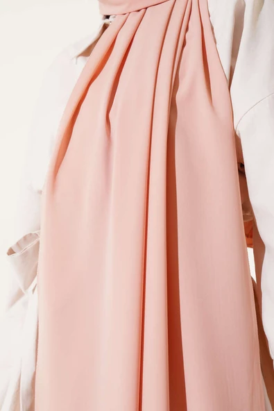 Düz Medine İpeği Şal Pudra - Resim 4