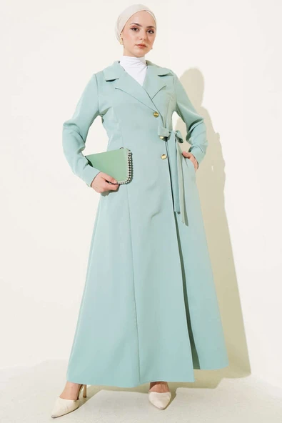 Kruvaze Yaka Yan Bağlamalı Kap Mint - 2