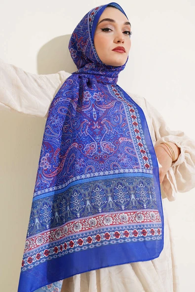 Etnik Paisley Desen Şal Saks ürün görseli 1