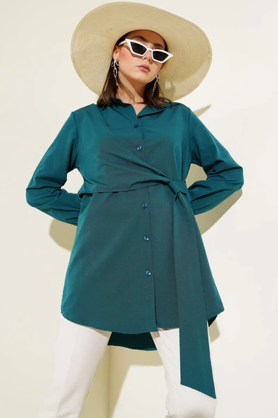 Yandan Bağlamalı Tunik Petrol ürün görseli