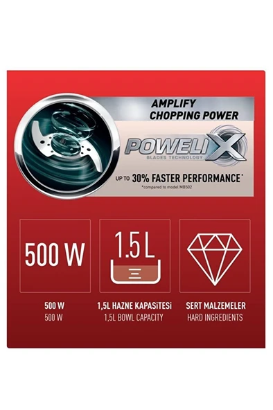 Masterchop XXL 4 Bıçaklı 500 Watt Maxi Doğrayıcı Rondo - 815 ml - 3