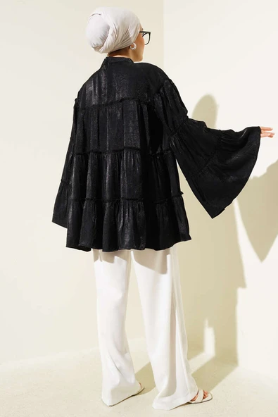 Parlak Kat Kat Tunik Siyah - Resim 3