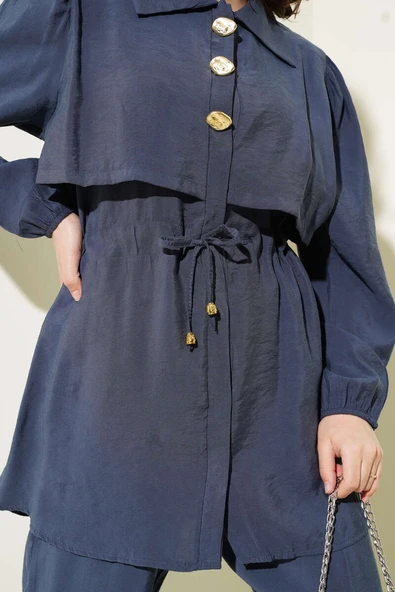 Parça Detaylı Bel Tünelli İkili Takım Kayrak Grisi - Resim 4