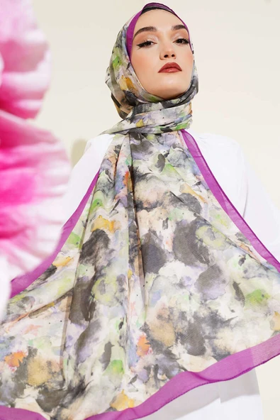 Brush Desen Lina Şal Menekşe ürün görseli 1