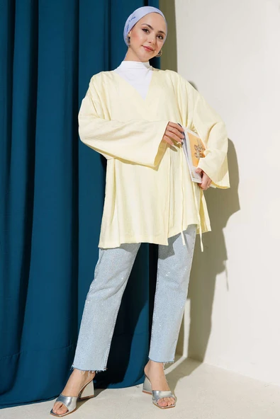 İp Bağlamalı Kimono Lime - Resim 2