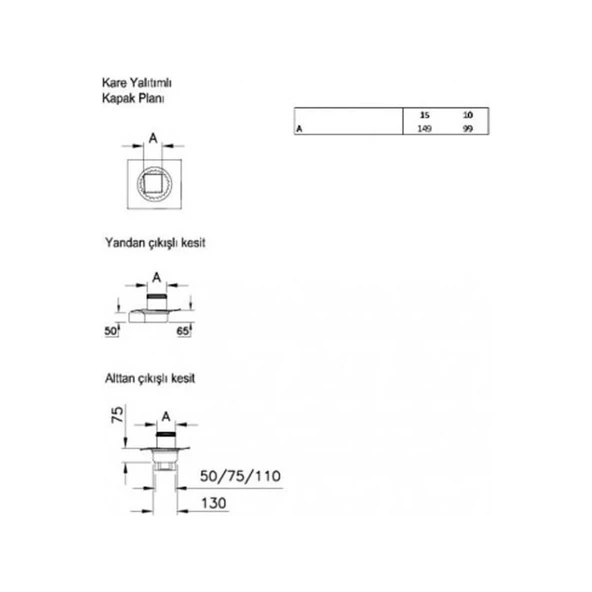 VitrA 59980107000 Style DK800 15 Cm Kare Yalıtımlı Yer Süzgeci Parlak Krom Yandan - 2