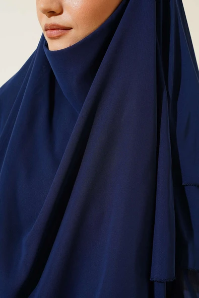 Şifon Sufle Himar Şal Lacivert - Resim 4