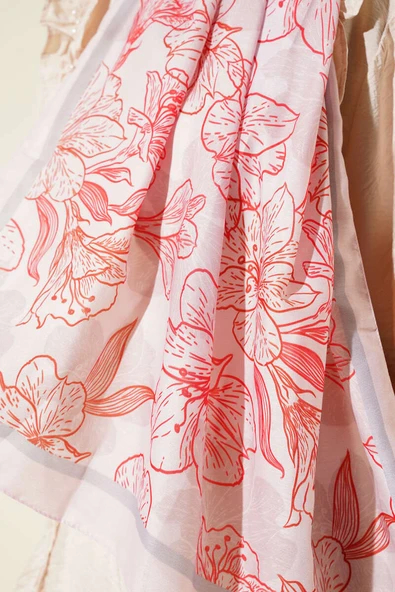 Antik Çiçekli Soft Şal Pembe - Resim 4