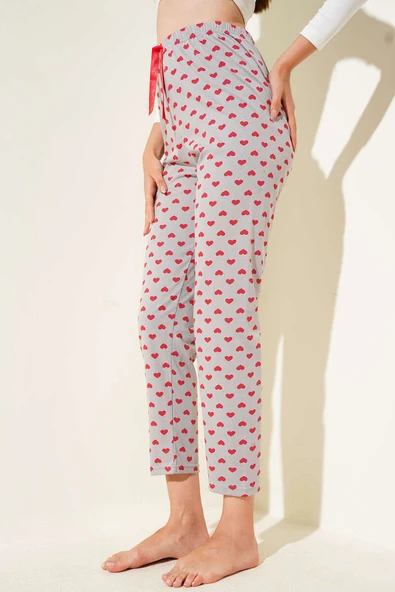 Kalp Desenli Pijama Altı Kayrak Grisi - Resim 2