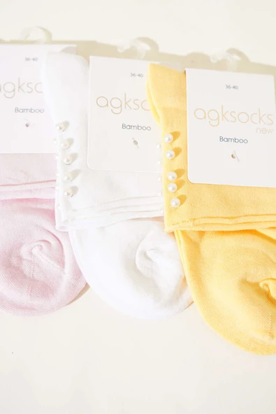 Bayan 4lü İnci Detaylı Konç Çorap Asorti 1 - Resim 2