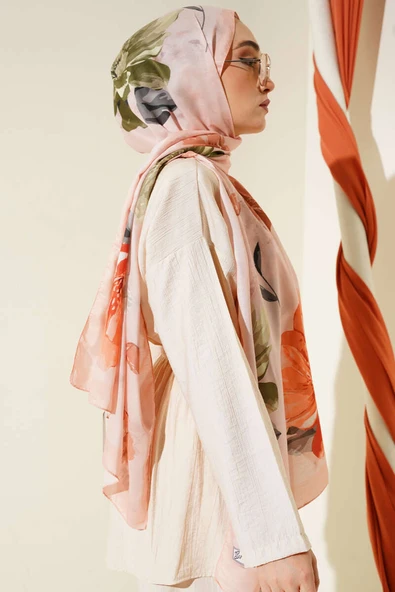 Retro Çiçek Desenli Şal Yavru Ağzı - Resim 3