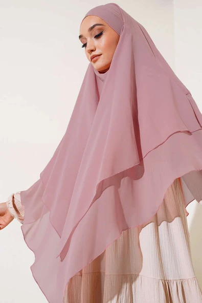 Şifon Sufle Himar Şal Pudra ürün görseli 1