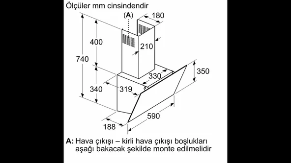 Siemens LC63KPJ20T İQ100 60CM DUVAR TİPİ EĞİMLİ DAVLUMBAZ - Resim 8