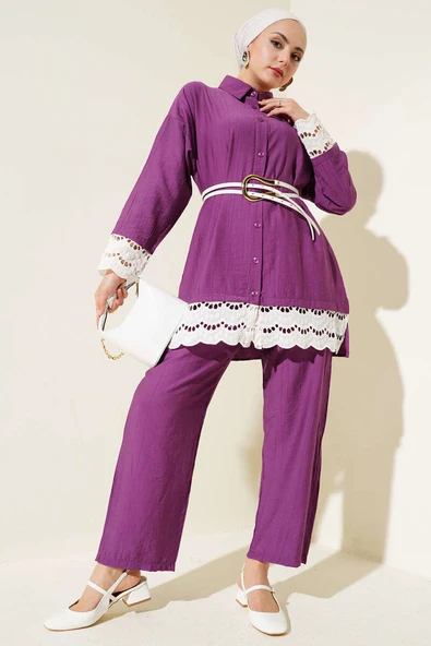 Fisto Detaylı Tunik İkili Takım Magenta ürün görseli 1