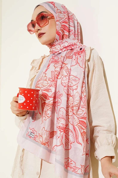 Antik Çiçekli Soft Şal Pembe - Resim 2