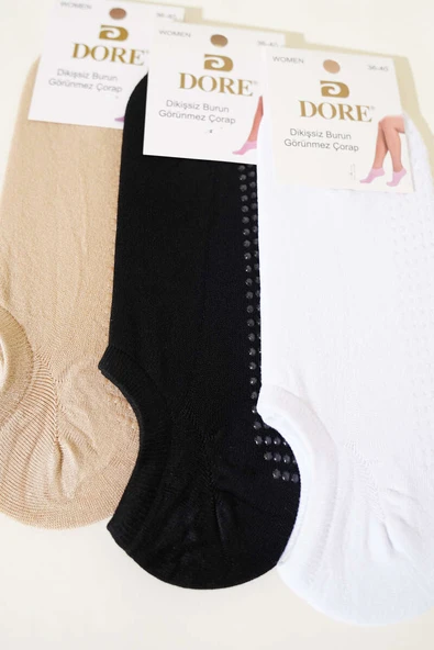 Bayan 3lü Kaydırmaz Sneakers Çorap Asorti 1 - Resim 2