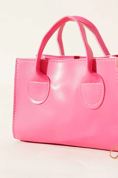 Fermuarlı Kısa Kulplu Çanta Fusya - Resim 3