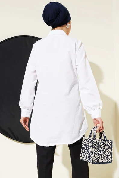 Yandan Bağlamalı Tunik Beyaz - Resim 3