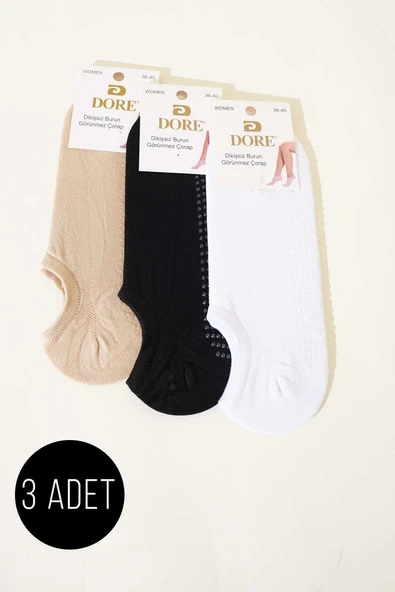 Bayan 3lü Kaydırmaz Sneakers Çorap Asorti 1 ürün görseli
