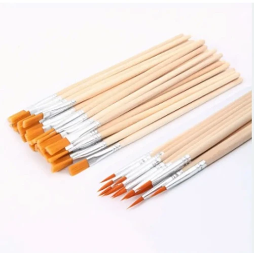 Sulu Boya Fırçası Ahşap Saplı - 6 adet ürün görseli 1