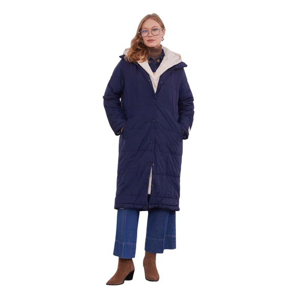 Kadın Çift Renk Şişme Mont 560038 - Resim 5