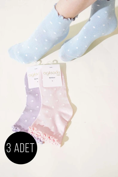 Bayan 3lü Puantiyeli Kısa Konç Çorap Asorti 1 ürün görseli