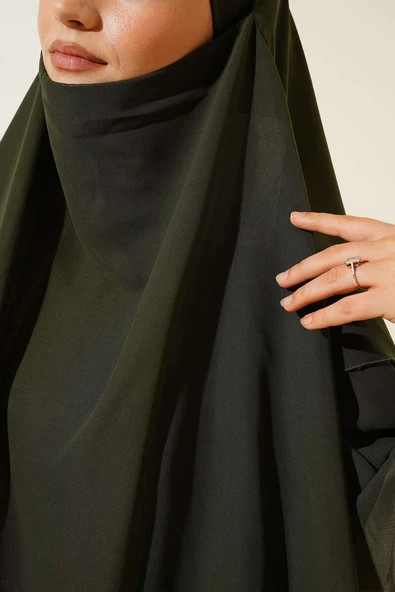 Şifon Sufle Himar Şal Haki - Resim 4