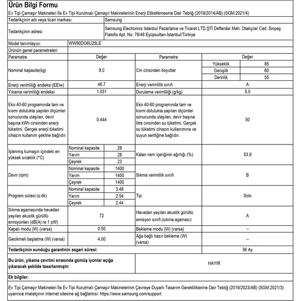 Samsung 9 Kg Çamaşır Makinesi - Resim 5