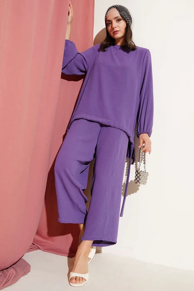 Ayrobin Şalvarlı İkili Takım Lila - Resim 2