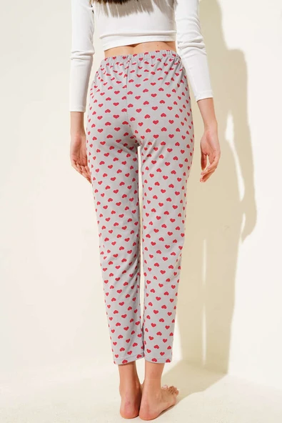 Kalp Desenli Pijama Altı Kayrak Grisi - Resim 3