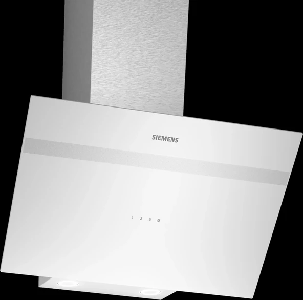 Siemens LC64KPJ20T iQ300, Duvar tipi davlumbaz, eğimli cam tasarım, 60 cm, beyaz ürün görseli