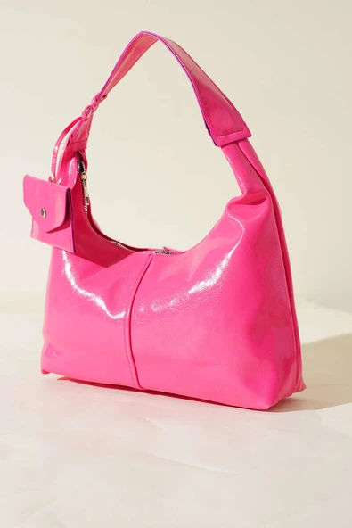 Bozuk Para Cüzdanlı Rugan Çanta Pembe ürün görseli 1