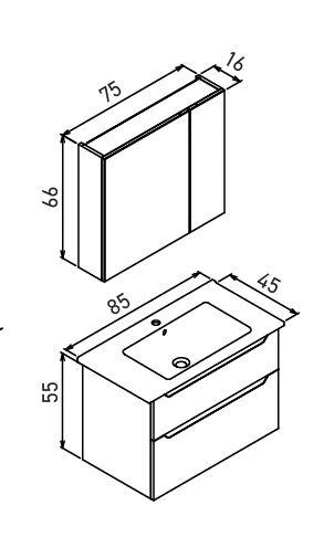 Orka Messina 85 cm Mat Antrasit Banyo Dolabı Alt Modül Lavabo - Resim 3