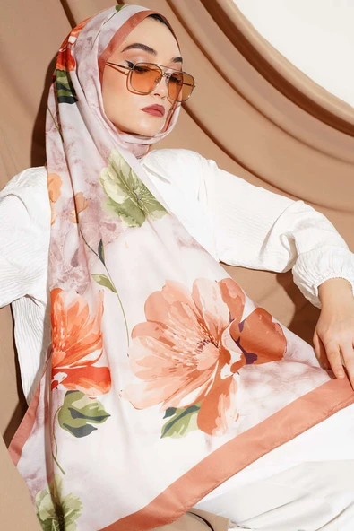 Retro Çiçek Desenli Şal Taba ürün görseli 1