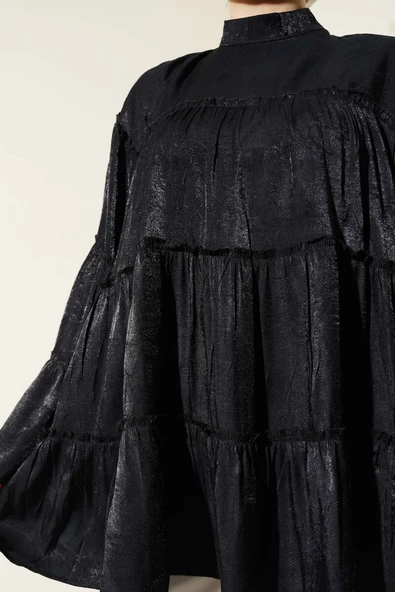 Parlak Kat Kat Tunik Siyah - Resim 4