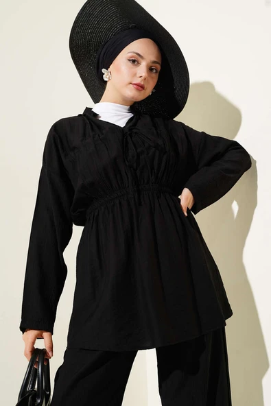 Bel Lastikli Tünelli İkili Takım Siyah - Resim 2