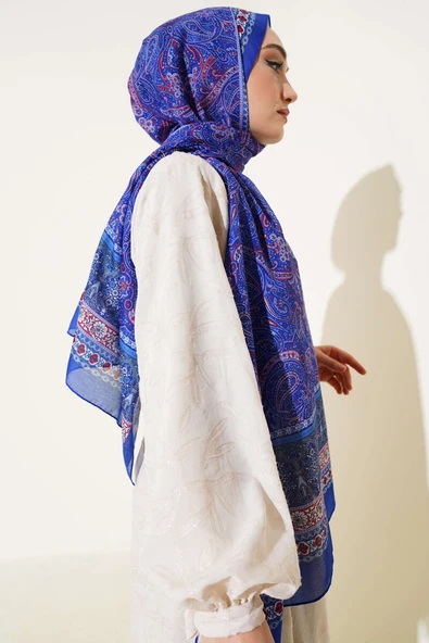 Etnik Paisley Desen Şal Saks - Resim 3