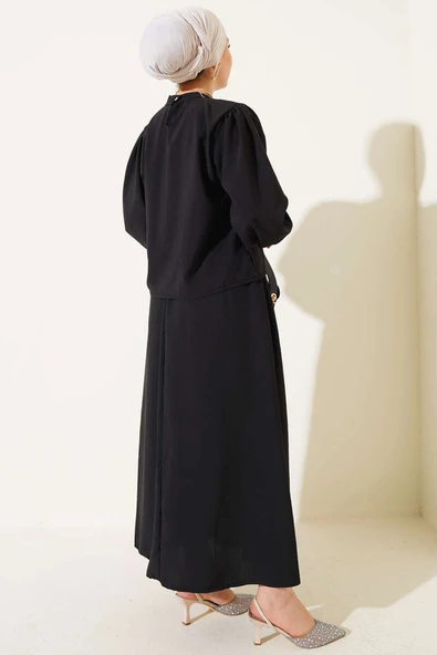 Bilek Gipeli Etekli İkili Takım Siyah - Resim 3