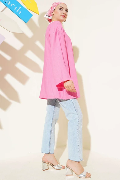 İp Bağlamalı Kimono Pembe - Resim 3