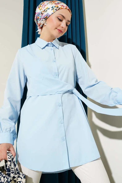 Yandan Bağlamalı Tunik Bebe Mavi ürün görseli 1