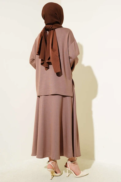 Loyşa Basic Tunik Etek İkili Takım Kahve - Resim 3