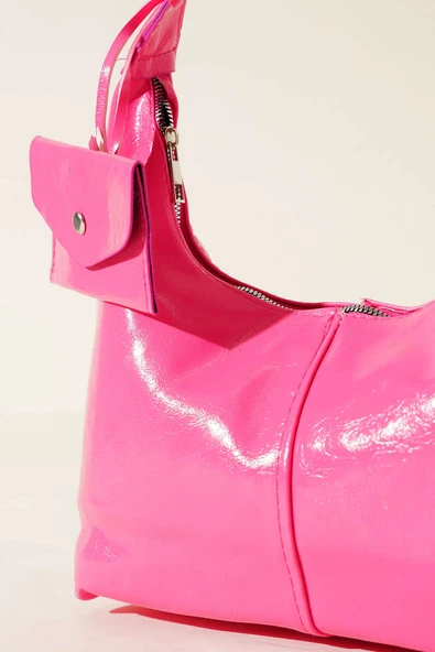 Bozuk Para Cüzdanlı Rugan Çanta Pembe - Resim 3